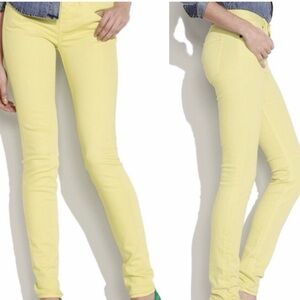 Madewell Skinny Ankle Faded Yellow Jeans Size 10